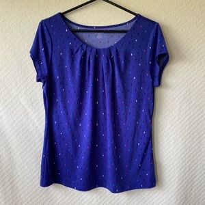 Worthington Deep Blue Cap-Sleeve Top-PL